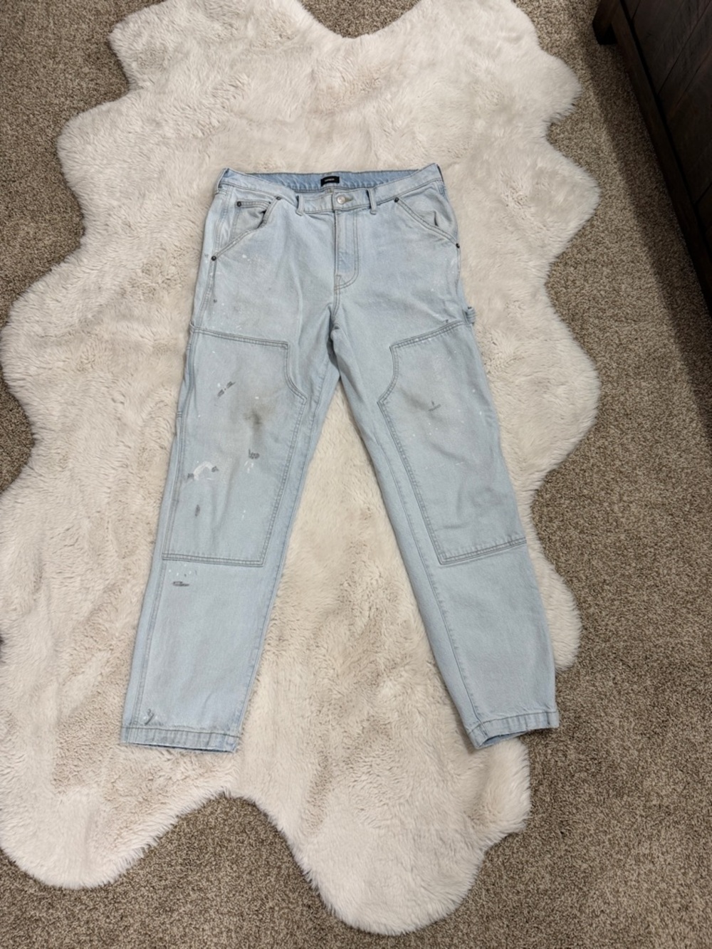 Express Men’s Light Blue Relaxed Carpenter Jeans